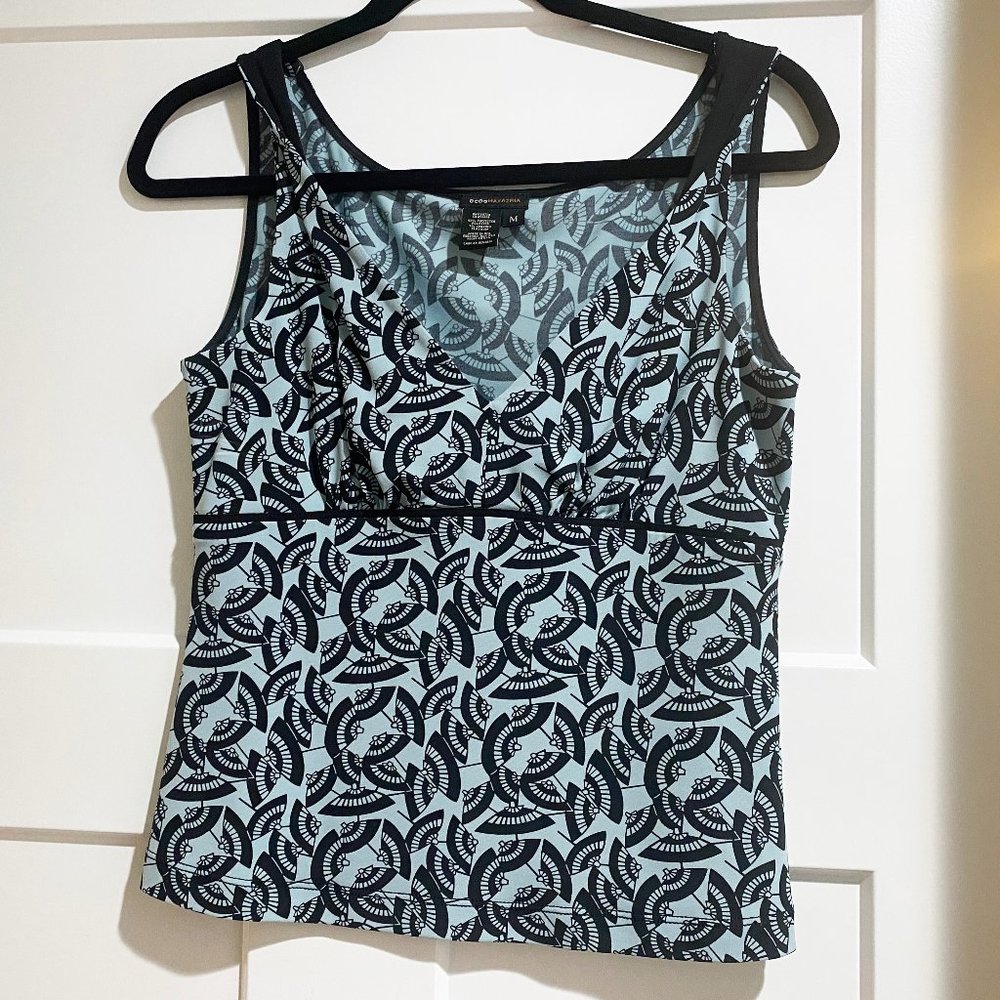 BCBG MaxAzria Blue and Black Umbrella Tank